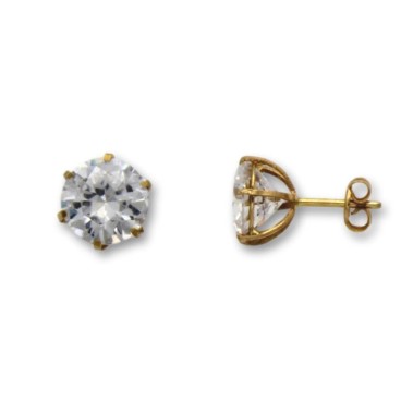 Pendiente en oro con circonita redonda