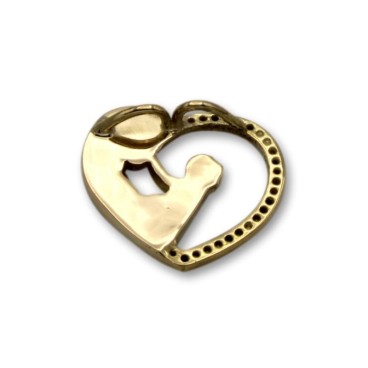 Colgante de oro con mama y bebe en forma de corazón