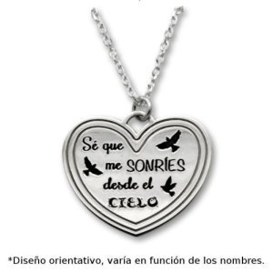 Colgante de plata personalizado con frase de corazon