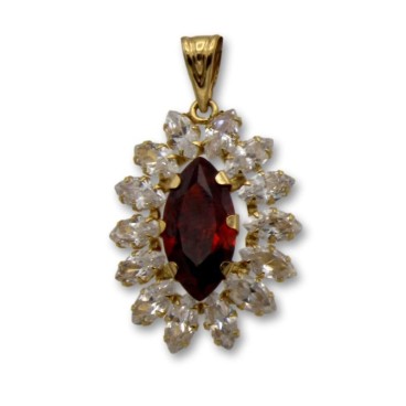 Colgante de oro con circonitas y granate