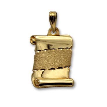 Colgante de oro pergamino con franja
