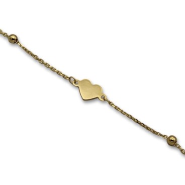 Pulsera oro con corazones y bolas