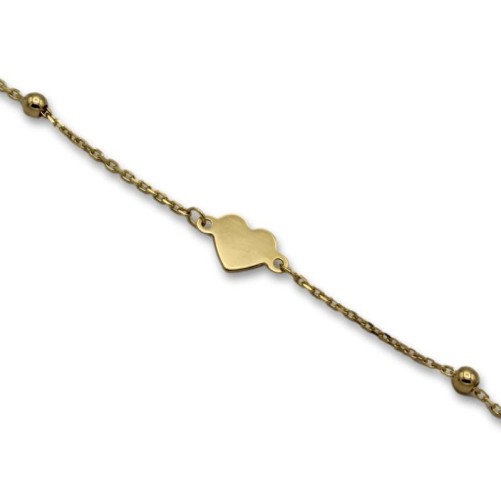 Pulsera oro con corazones y bolas