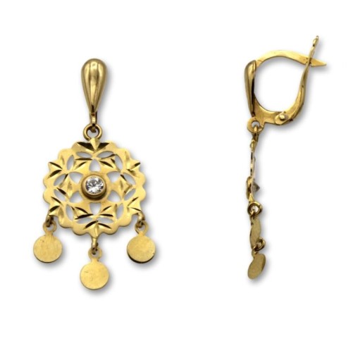 Pendiente de oro largo cordobes moderno