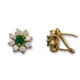Pendiente de oro con flor de circonitas y esmeralda Pendiente de oro con flor de circonitas y esmeralda