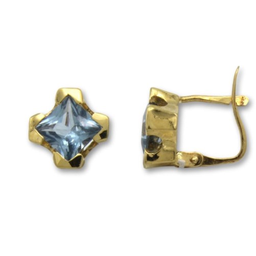 Pendientes de oro y aguamarina cuadrada