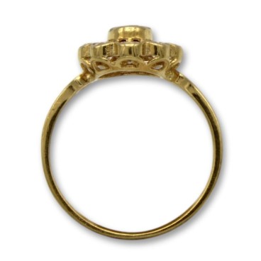 Sortija de oro con circonitas y rubí