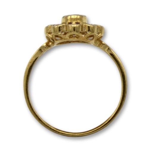 Sortija de oro con circonitas y rubí