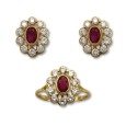 Juego de oro con circonitas y rubí Juego de oro con circonitas y rubí