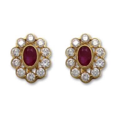 Juego de oro con circonitas y rubí