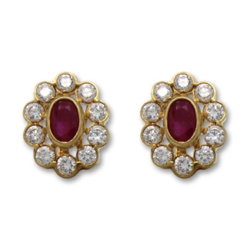 Juego de oro con circonitas y rubí