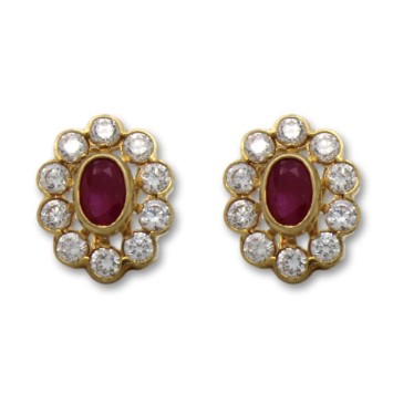 Juego de oro con circonitas y rubí