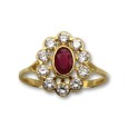 Juego de oro con circonitas y rubí Juego de oro con circonitas y rubí