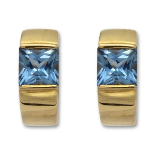 Pendientes de oro y aguamarina