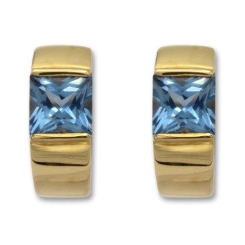 Pendientes de oro y aguamarina