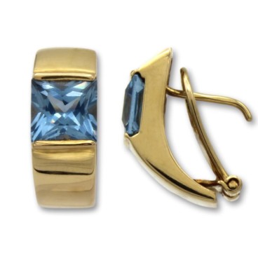 Pendientes de oro y aguamarina