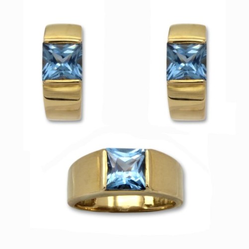 Juego de oro y aguamarina