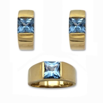 Juego de oro y aguamarina