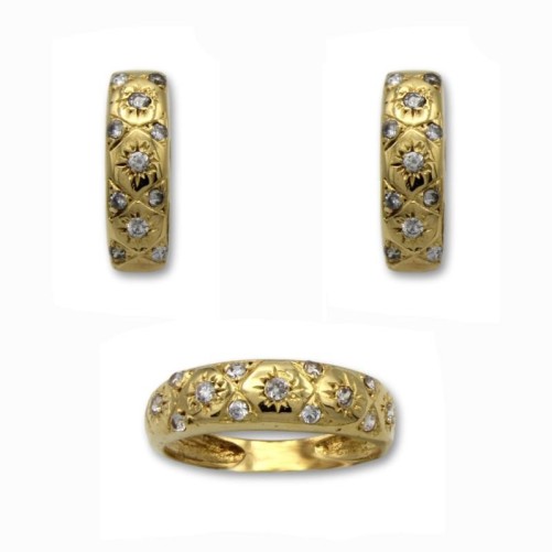 Juego de oro y circonitas