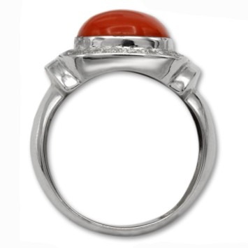 Sortija de oro con coral y circonitas