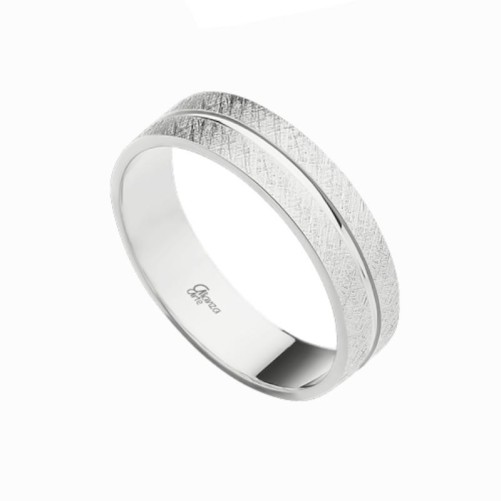 Alianza de plata plana diamantada 5mm