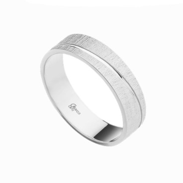 Alianza de plata plana rayado fuerte con línea cruzada