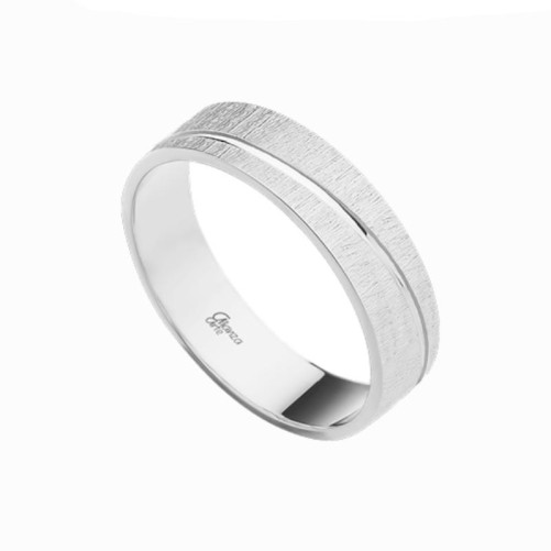 Alianza de plata plana rayado fuerte con línea cruzada