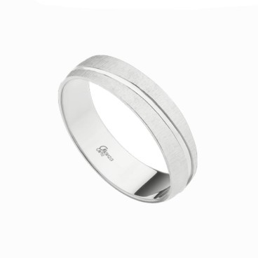 Alianza de plata media caña rayado suave y línea cruzada