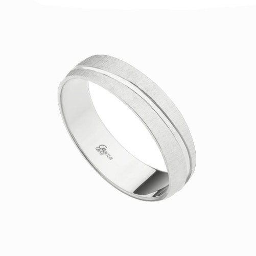 Alianza de plata media caña rayado suave y línea cruzada