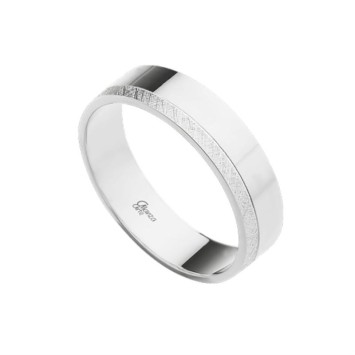 Alianza de plata plana brillo con franja diamantada