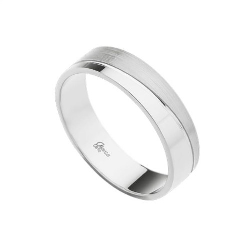 Alianza de plata plana brillo y mitad diagonal esmerilada