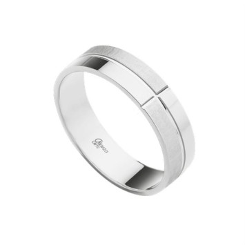 Alianza de plata plana con rayado suave linea cruzada