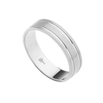 Alianza de plata plana esmerilada con dos lineas