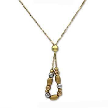 Gargantilla de oro fina con bolas bicolor