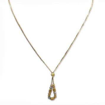 Gargantilla de oro fina con bolas bicolor