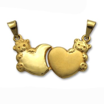 Colgante de oro osos y corazones que encajan