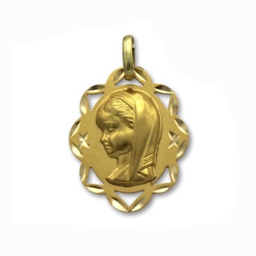 Medalla de oro virgen niña ovalada