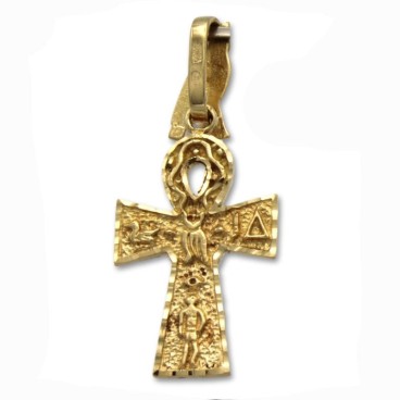 Colgante de oro de la cruz de la vida grande