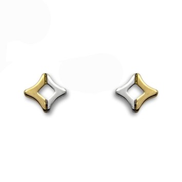 Pendiente para niña en oro rombo bicolor