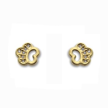 Pendiente para niña en oro margarita circonitas