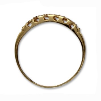 Sortija de oro con circonitas en linea y calados