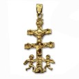 Cruz Caravaca de oro con cristo en relieve