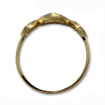 Sortija de oro corazón con circonitas y laterales corazones