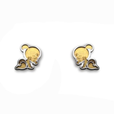 Pendiente de oro niña bicolor