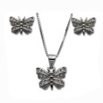 Conjunto de mariposa en plata y circonitas