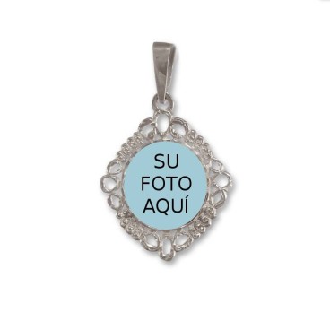 Medalla de plata cerco calado con foto personalizable