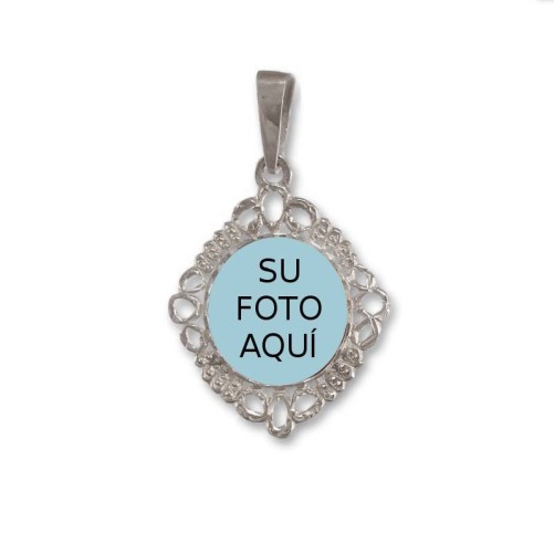 Medalla de plata cerco calado con foto personalizable