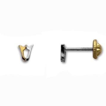 Pendiente de oro tulipan pequeño bicolor