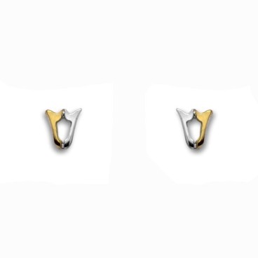 Pendiente de oro tulipan pequeño bicolor