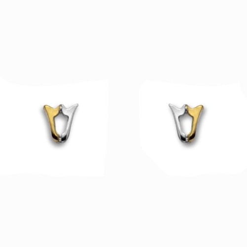 Pendiente de oro tulipan pequeño bicolor